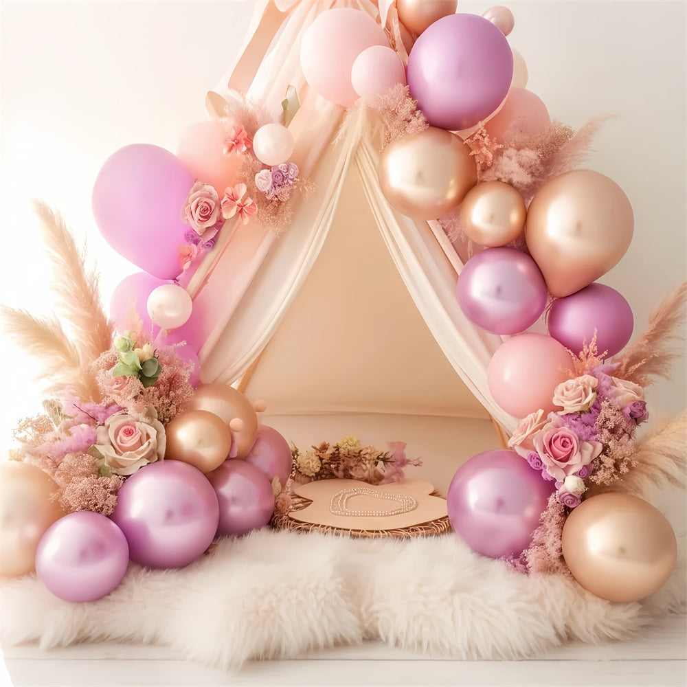 Newborn Backdrop Blush Balloon Floral Tent Kids Backdrops UK LXX58-388