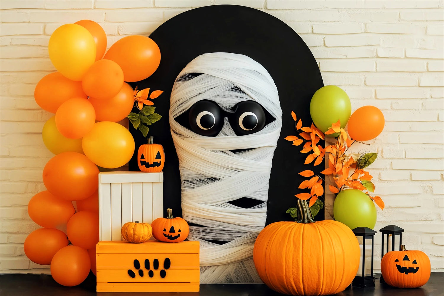 Halloween Photo Backdrop Mummy Balloon Bash Backdrop UK LXX58-3