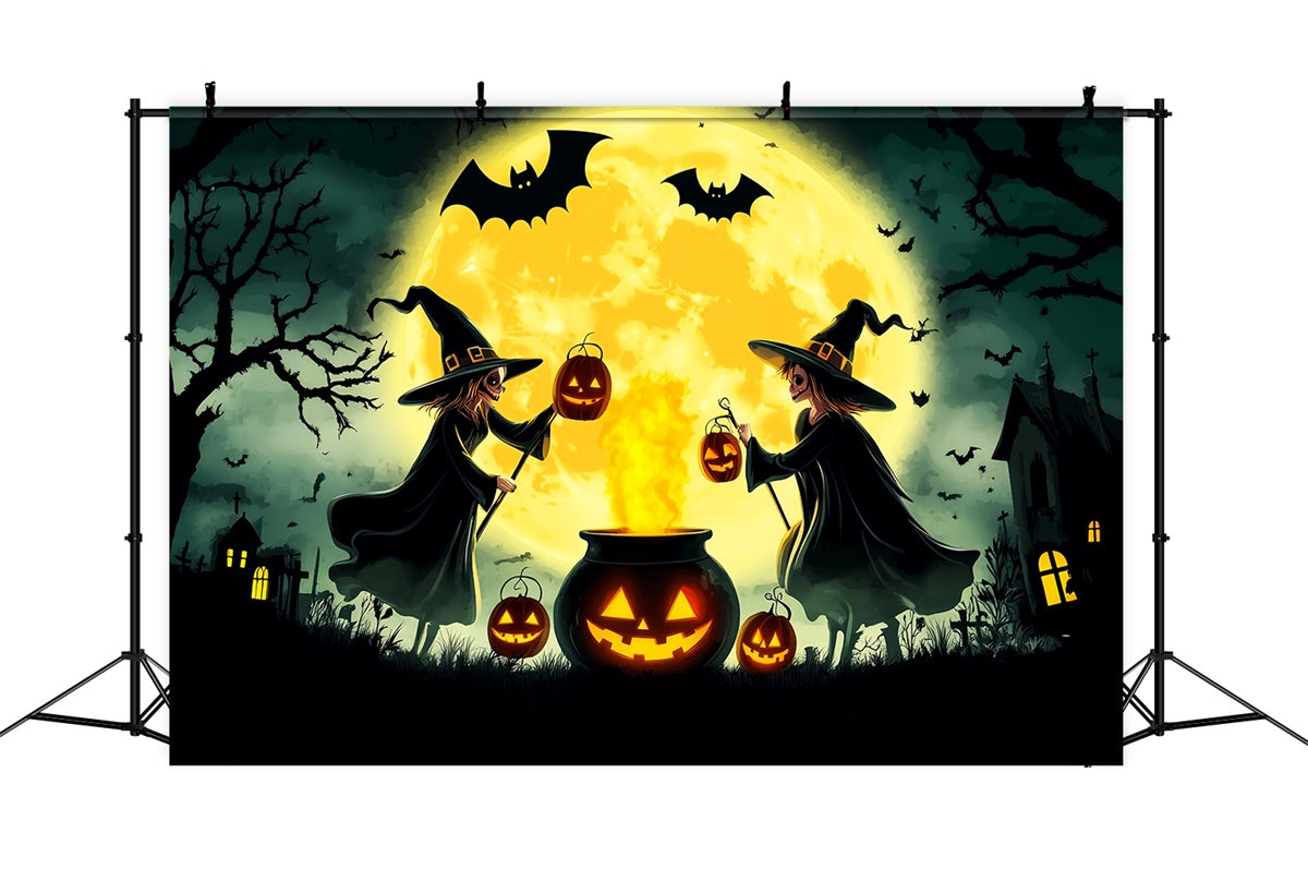 Garage Door Halloween Backdrop Moonlit Witches Backdrop UK LXX58-4
