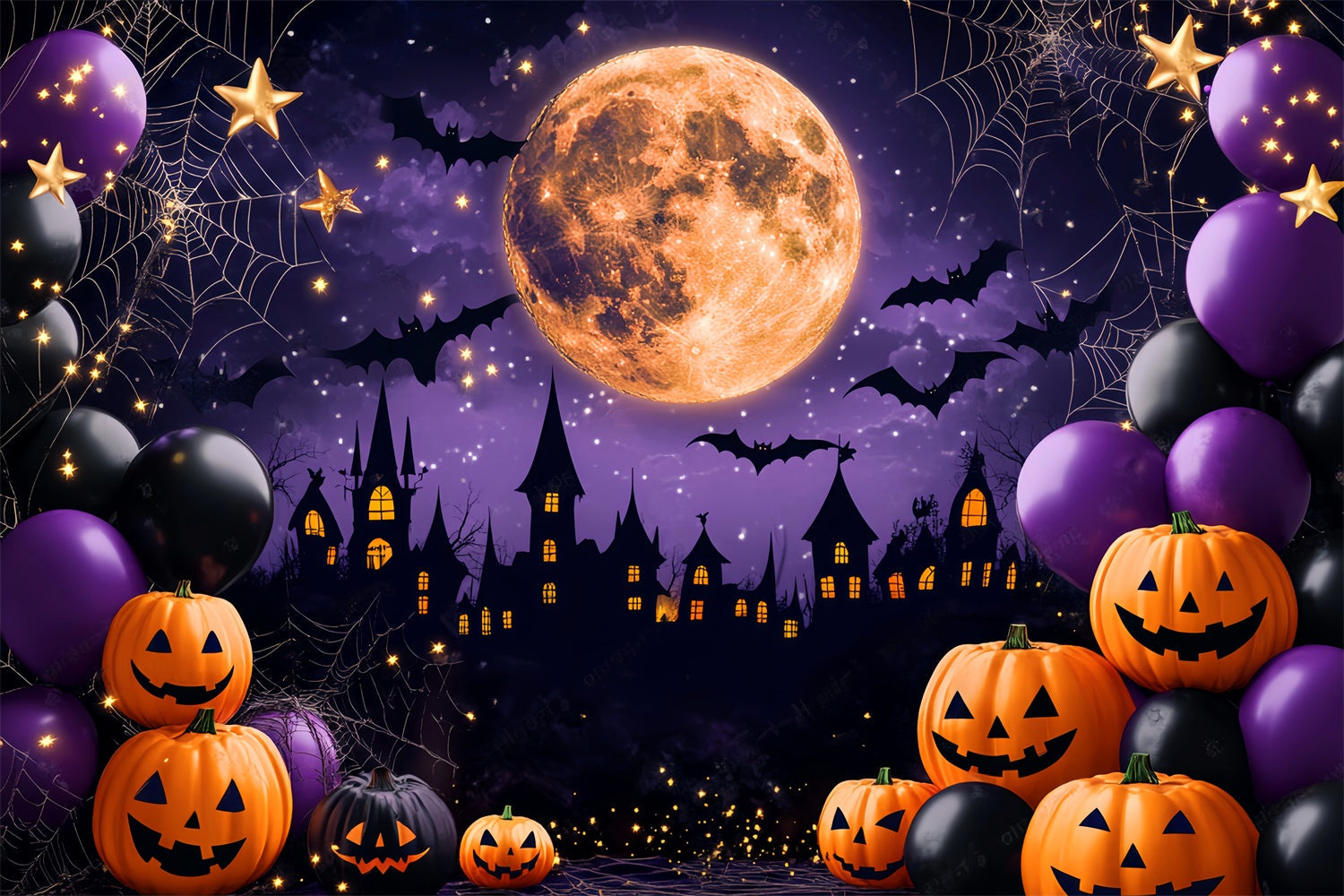 Halloween Backdrop Spooky Castle Silhouette Backdrop UK LXX58-40