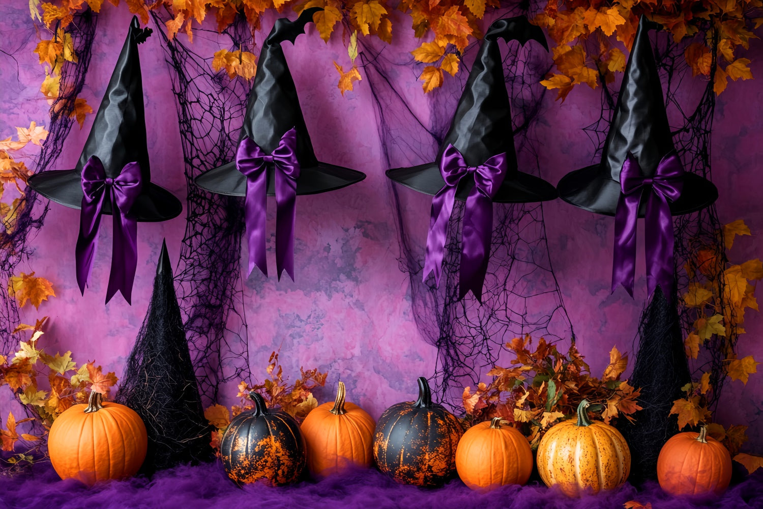 Halloween Wall Backdrop Enchanted Witch Ribbon Backdrop UK LXX58-41