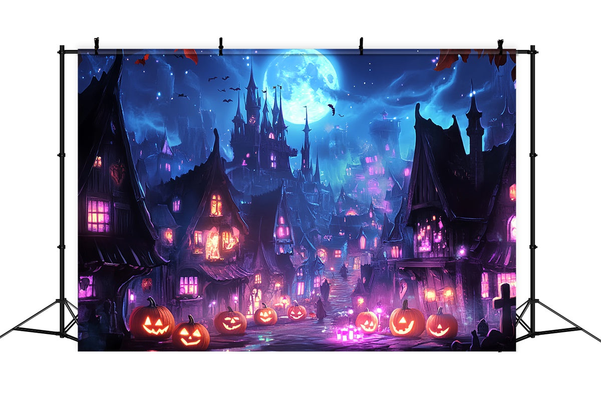 Spooky Halloween Backdrop Mystic Witch Town Backdrop UK LXX58-43