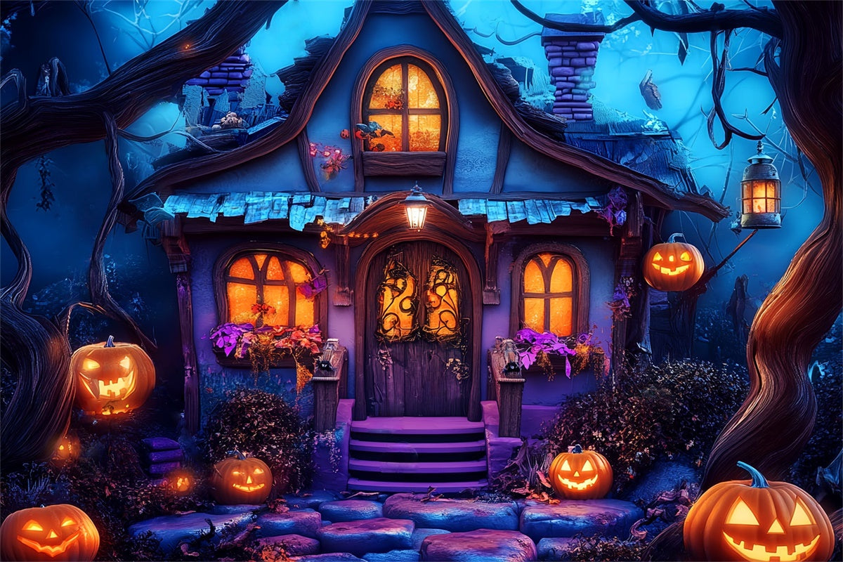 Halloween Backdrops Enchanted Witch Cottage Backdrop UK LXX58-46