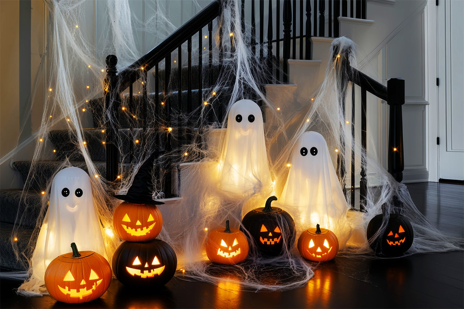 Scary Halloween Backdrops Glowing Ghost Stairway Backdrop UK LXX58-5