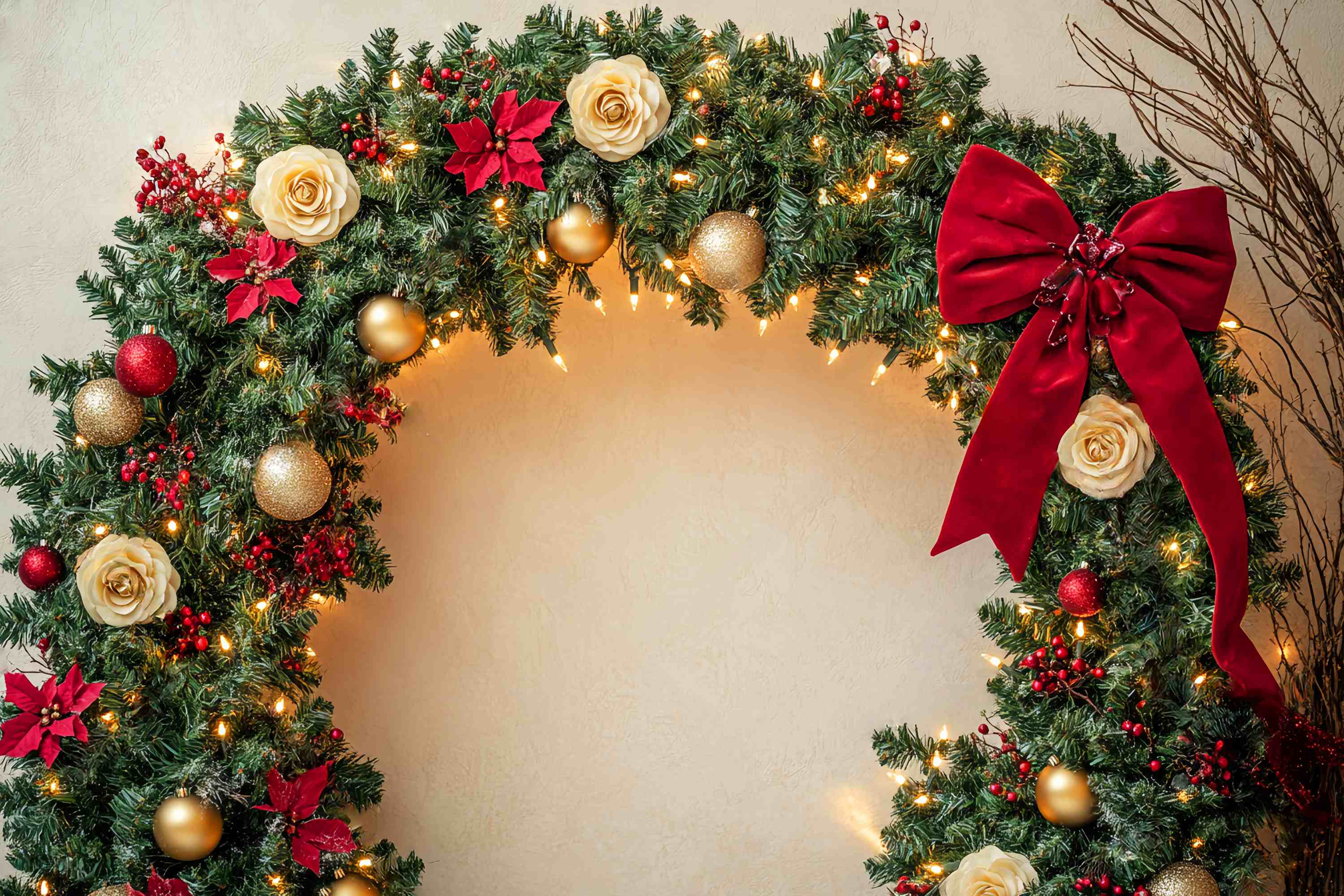 Christmas Wall Backdrop Gold Rose Garland Wall Arch Christmas Backdrop UK LXX58-72