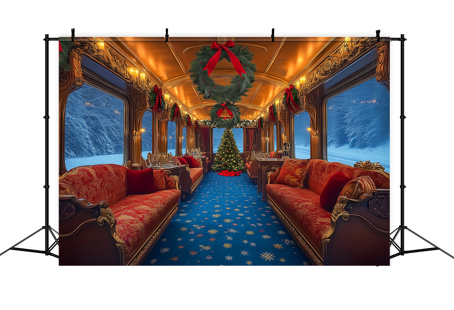 Christmas Photography Backdrops Luxury Christmas Train Lounge Backdrop Christmas UK LXX58-86