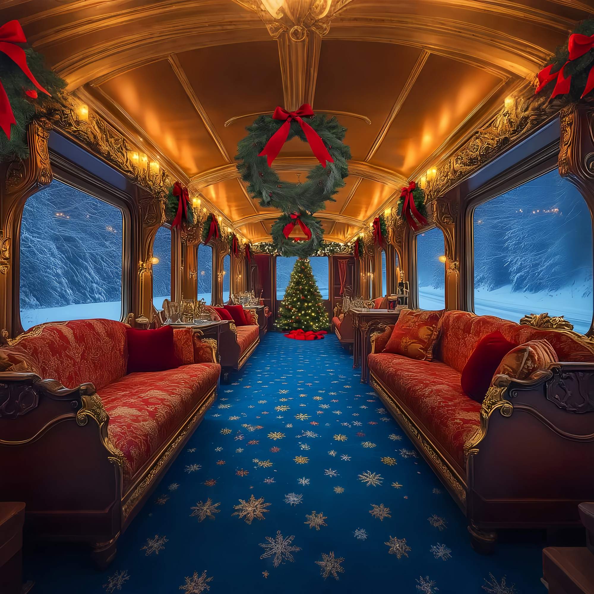 Christmas Photography Backdrops Luxury Christmas Train Lounge Backdrop Christmas UK LXX58-86