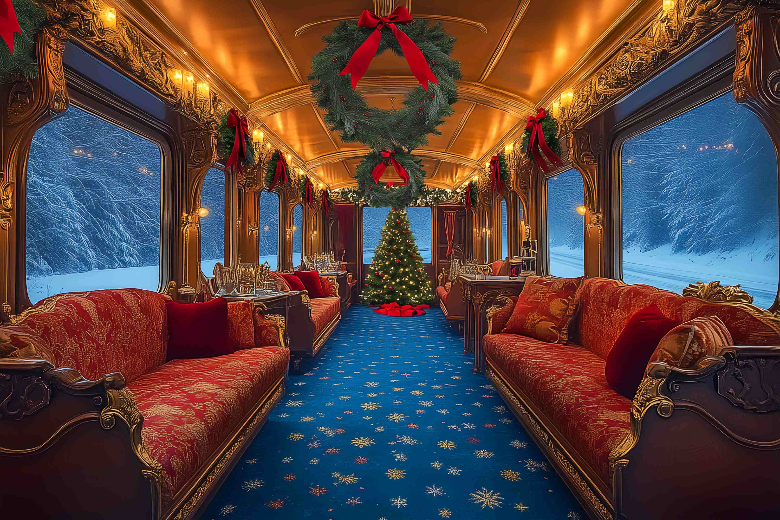 Christmas Photography Backdrops Luxury Christmas Train Lounge Backdrop Christmas UK LXX58-86