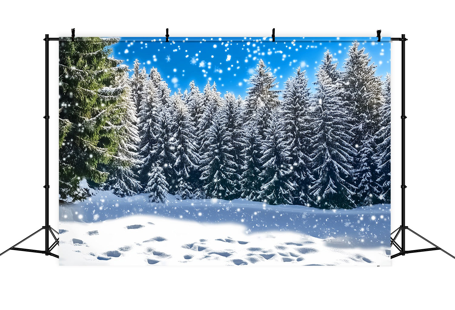Christmas Tree Farm Backdrop Snowy Fir Forest Sparkle Scene Christmas Backdrop UK LXX58-88