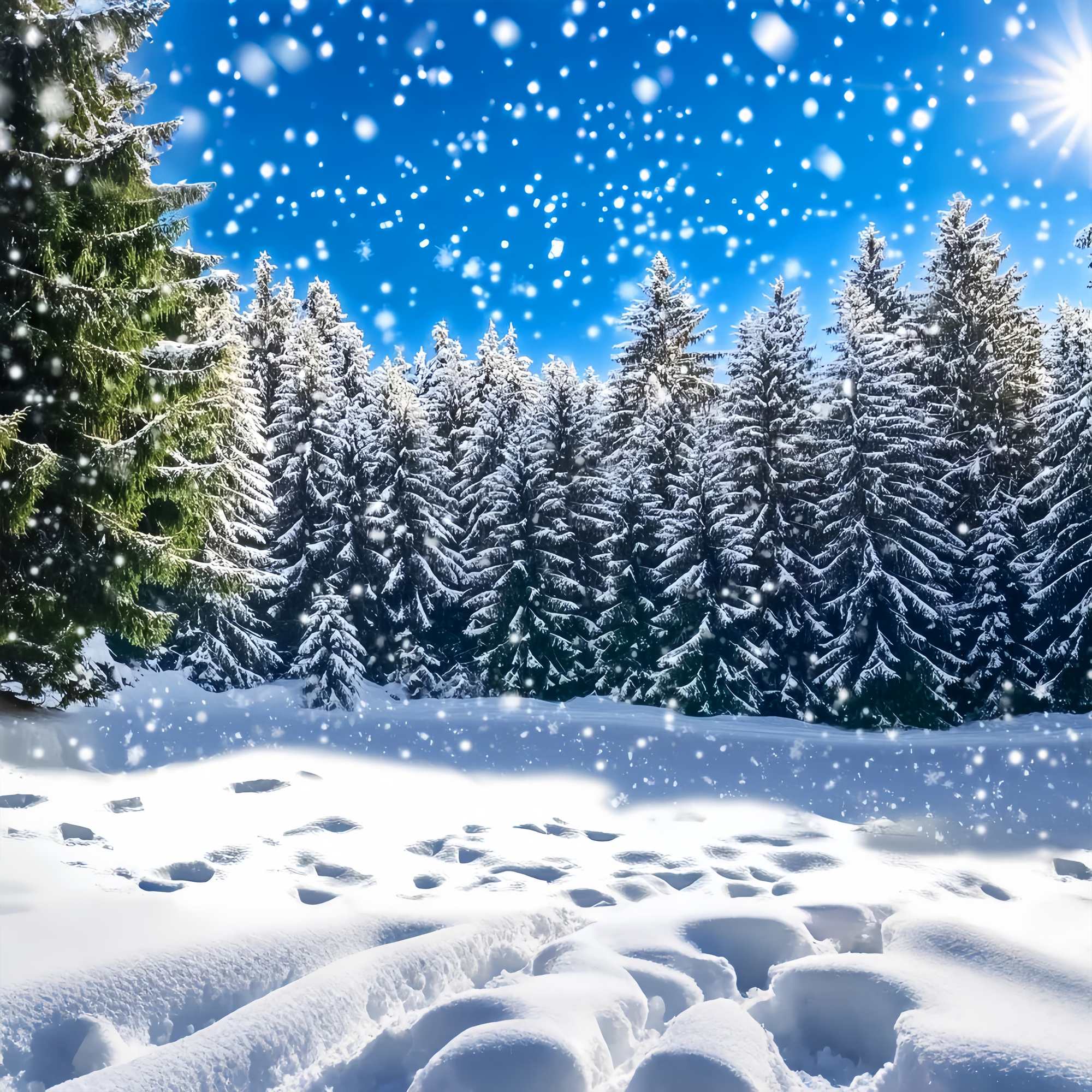 Christmas Tree Farm Backdrop Snowy Fir Forest Sparkle Scene Christmas Backdrop UK LXX58-88