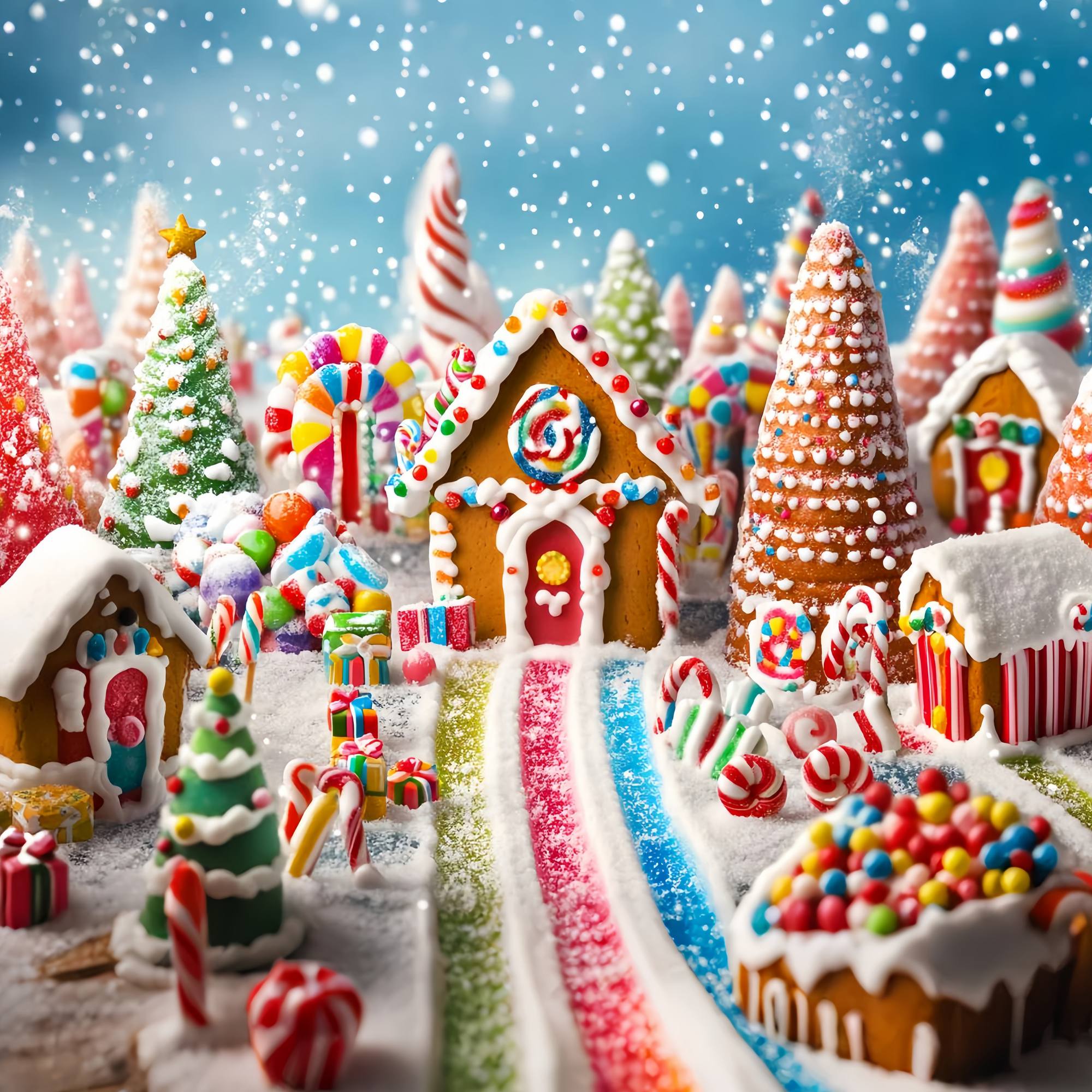 Candyland Christmas Backdrop Candyland Gingerbread Village Scene Christmas Backdrop ideas UK LXX58-90