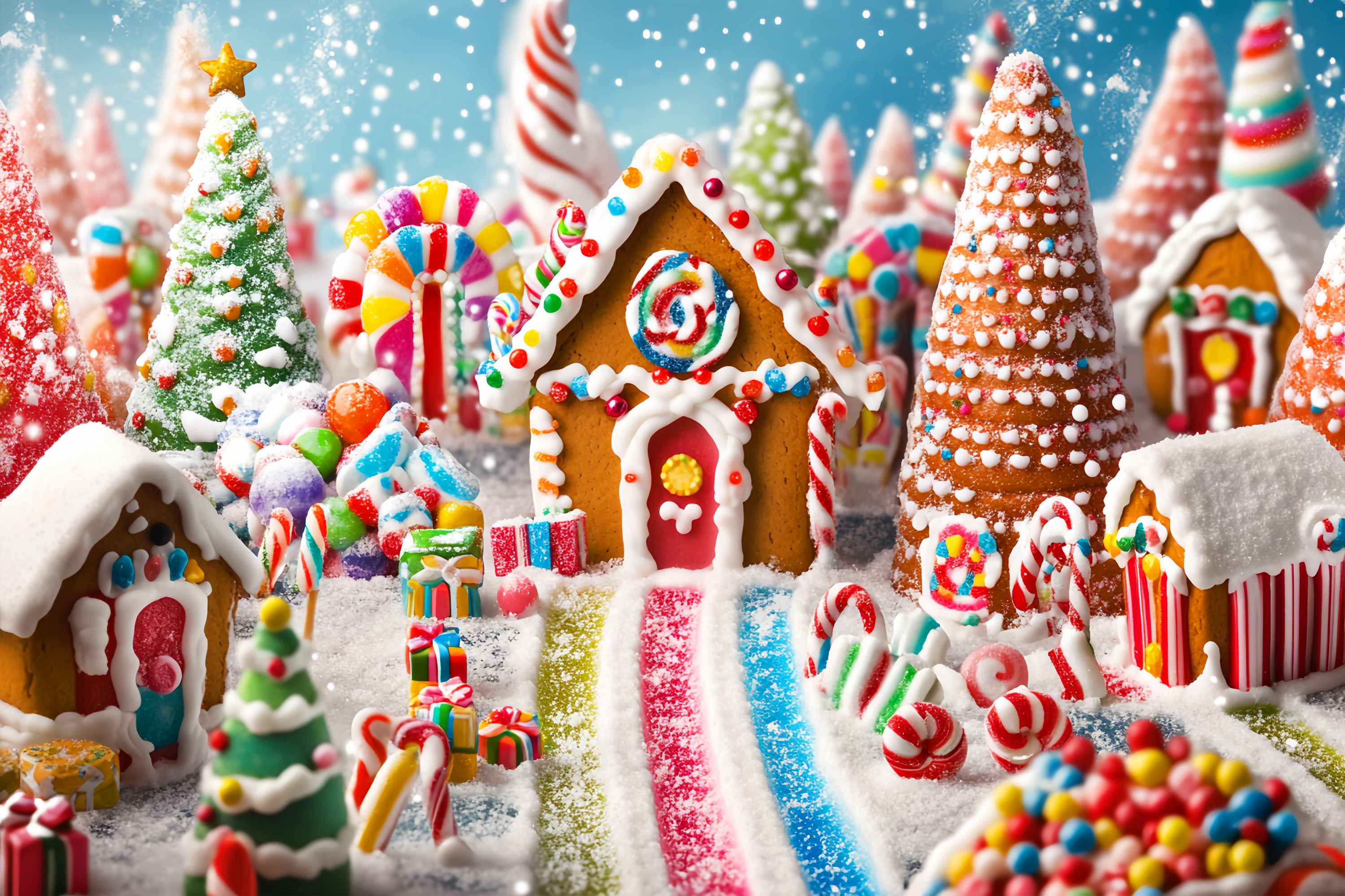 Candyland Christmas Backdrop Candyland Gingerbread Village Scene Christmas Backdrop ideas UK LXX58-90