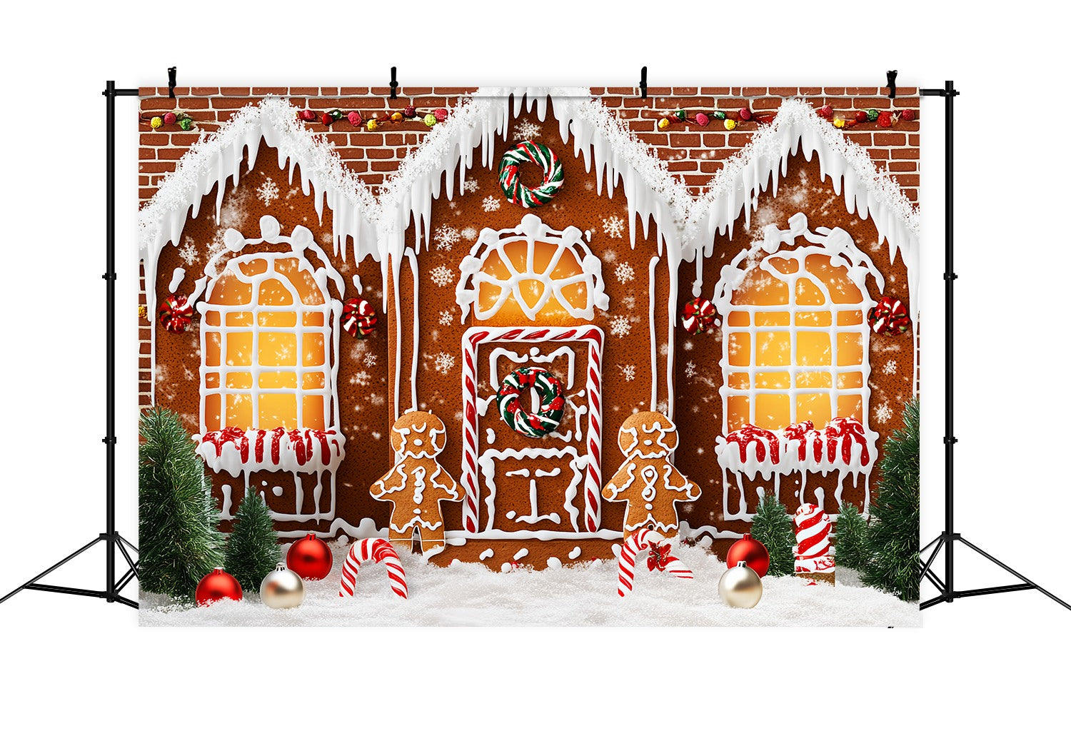 Candyland Christmas Backdrop Candy Frost Gingerbread House Christmas Backdrops for Photos UK LXX58-91