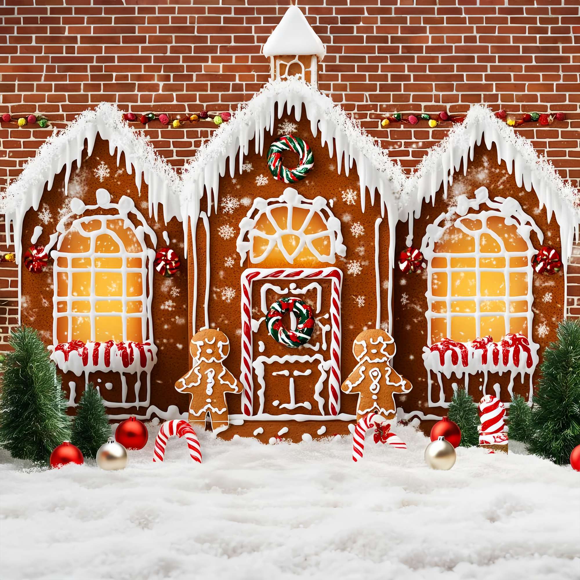 Candyland Christmas Backdrop Candy Frost Gingerbread House Christmas Backdrops for Photos UK LXX58-91
