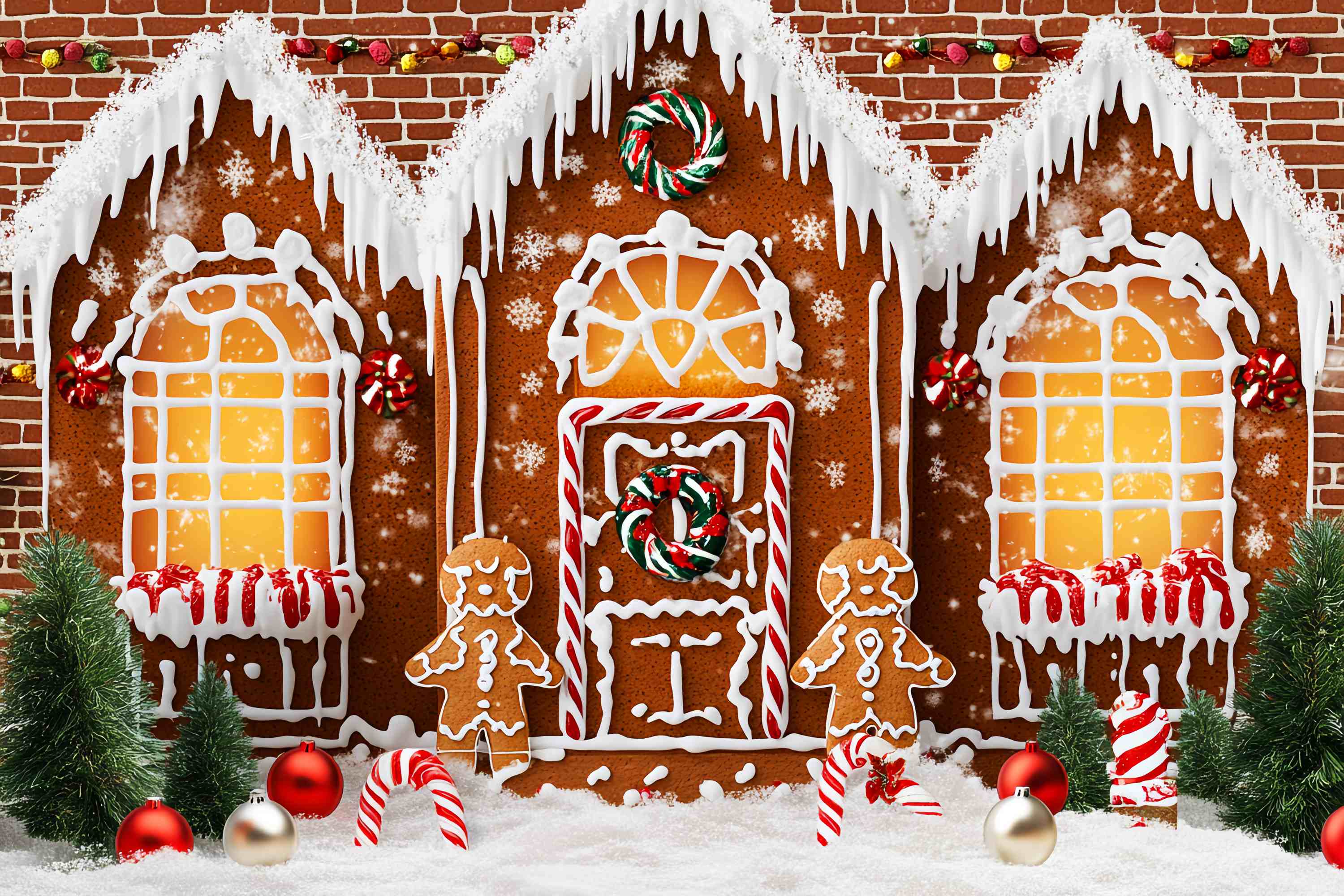 Candyland Christmas Backdrop Candy Frost Gingerbread House Christmas Backdrops for Photos UK LXX58-91