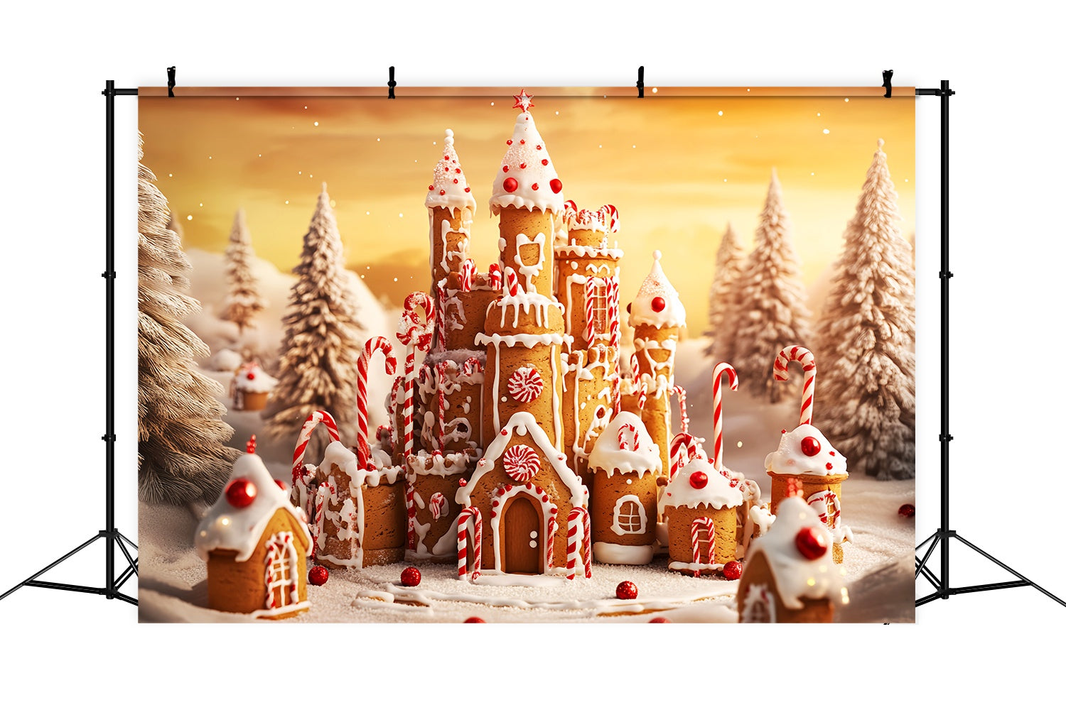 Candyland Christmas Backdrop Gingerbread Castle Wonderland Christmas Backdrops Sale UK LXX58-94