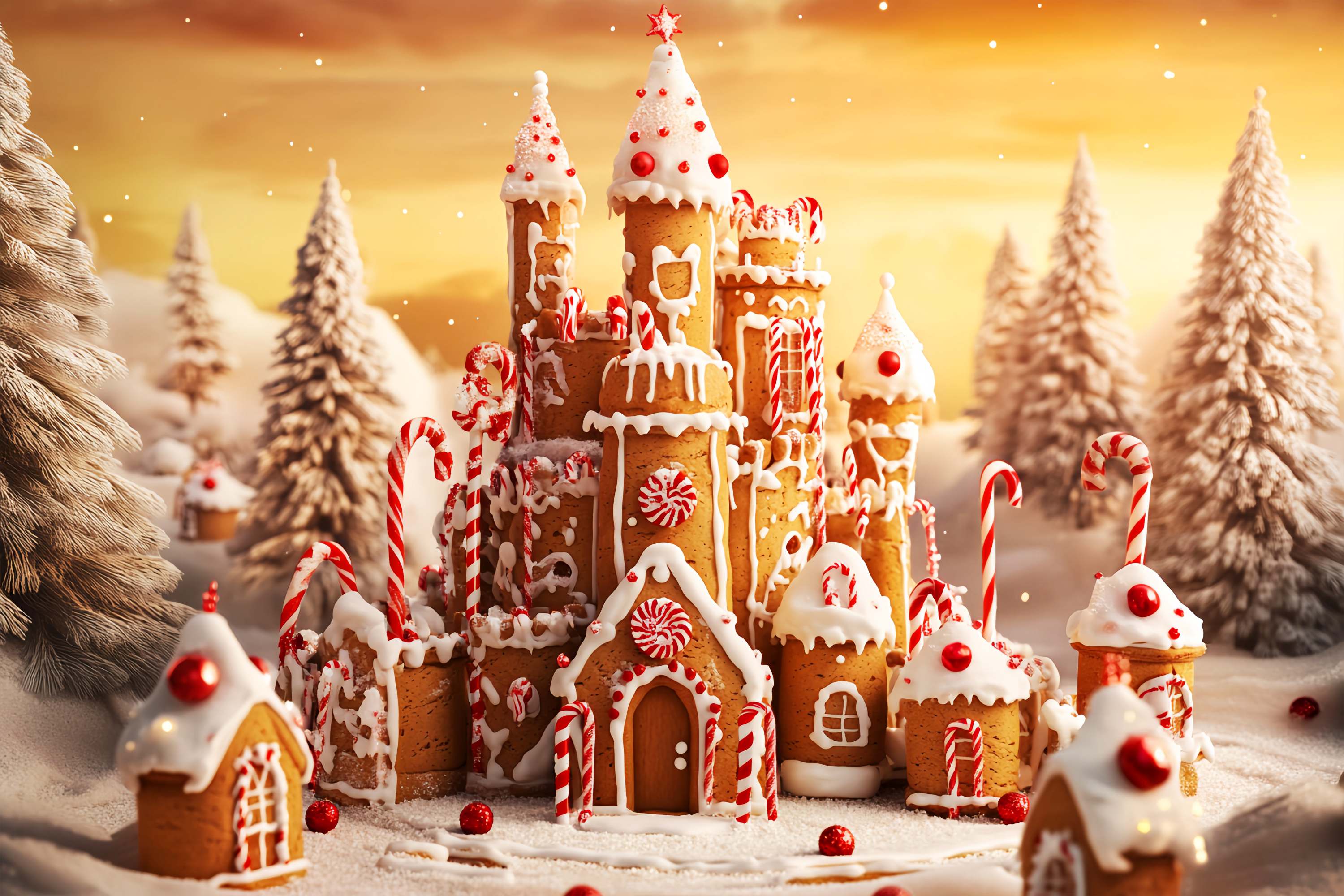 Candyland Christmas Backdrop Gingerbread Castle Wonderland Christmas Backdrops Sale UK LXX58-94