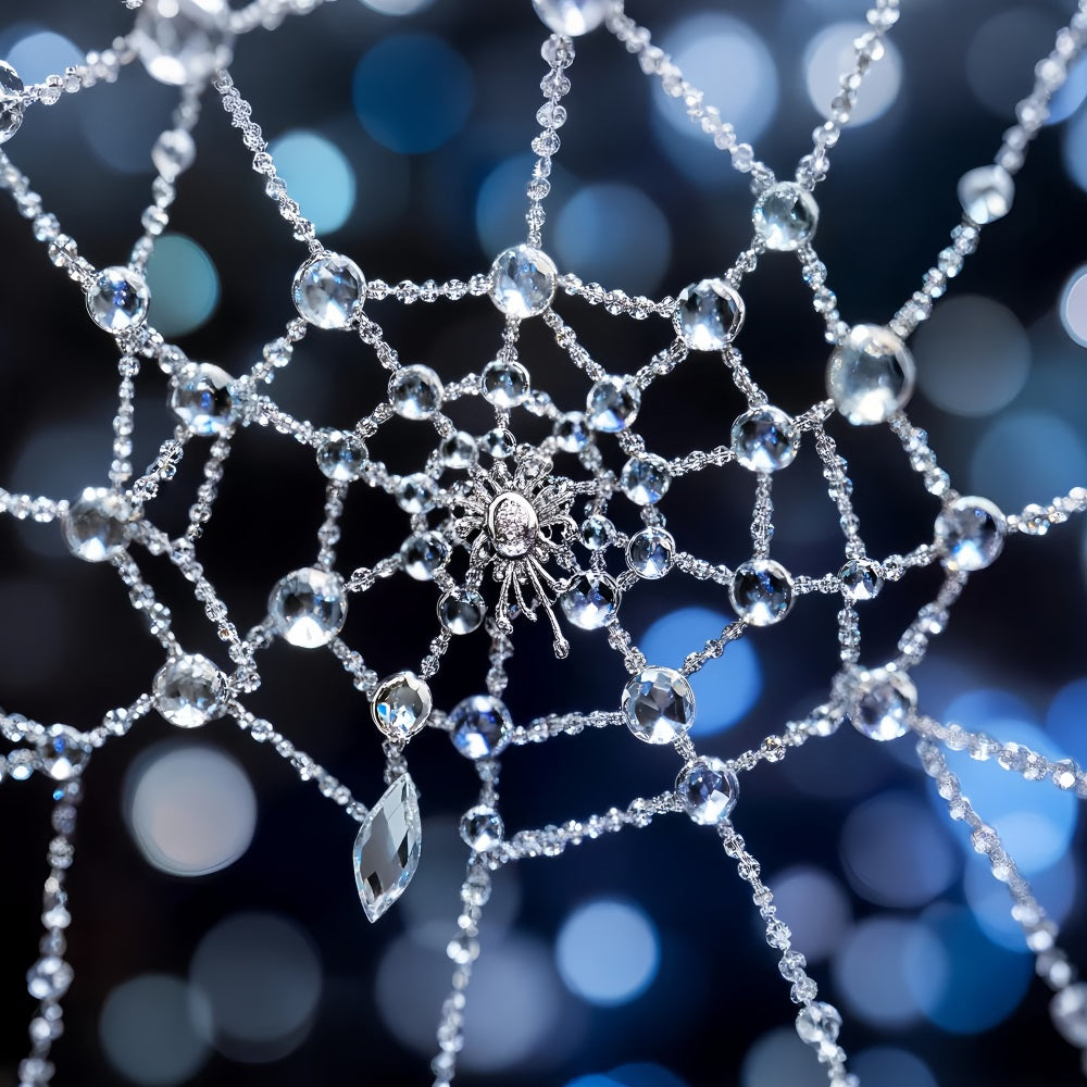 Halloween Spider Backdrop Crystal Spiderweb Sparkle Halloween Backdrop Ideas UK LXX59-109