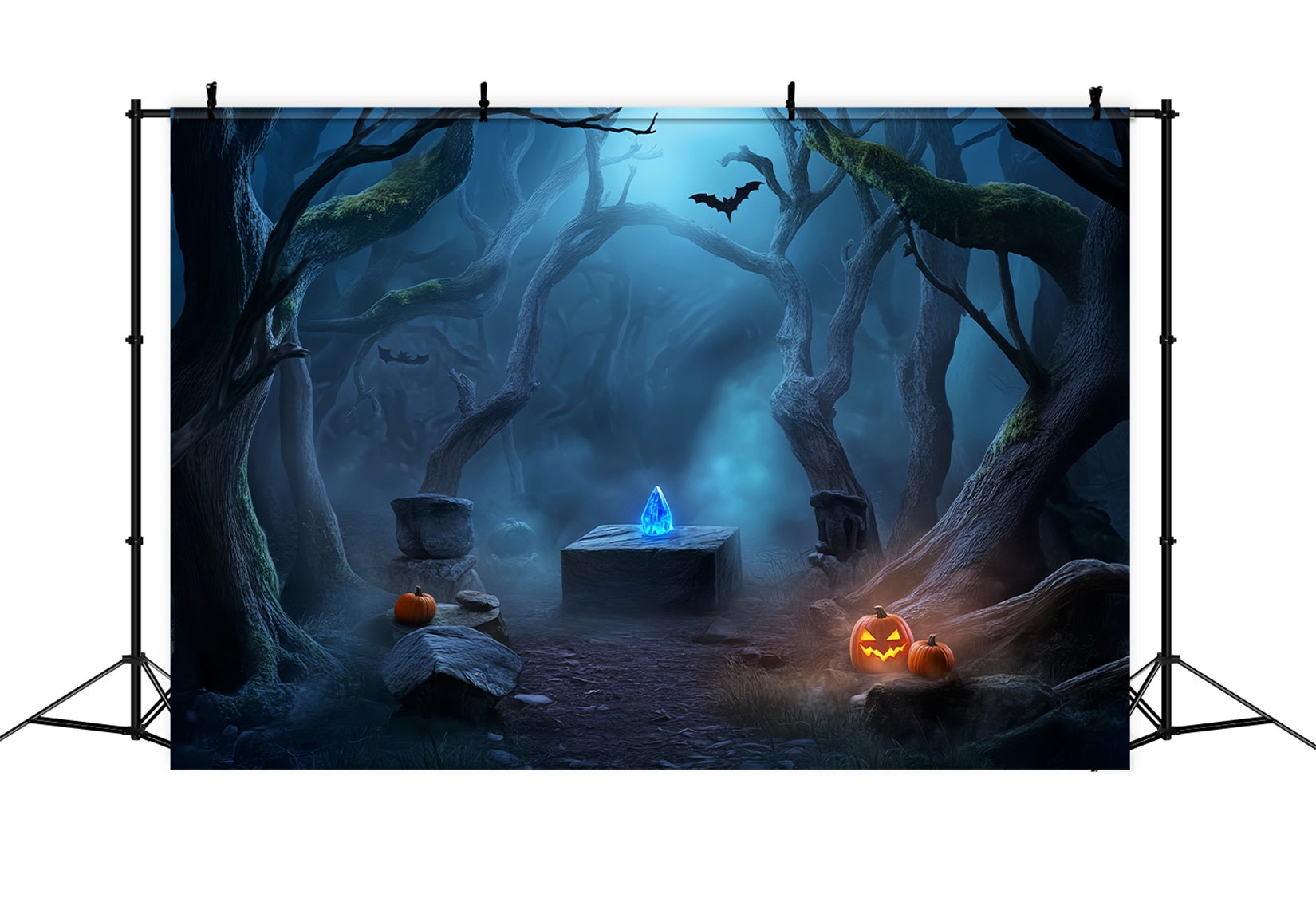 Haunted Forest Backdrop Crystal Altar Haunted Woods Scary Halloween Backdrop UK LXX59-119