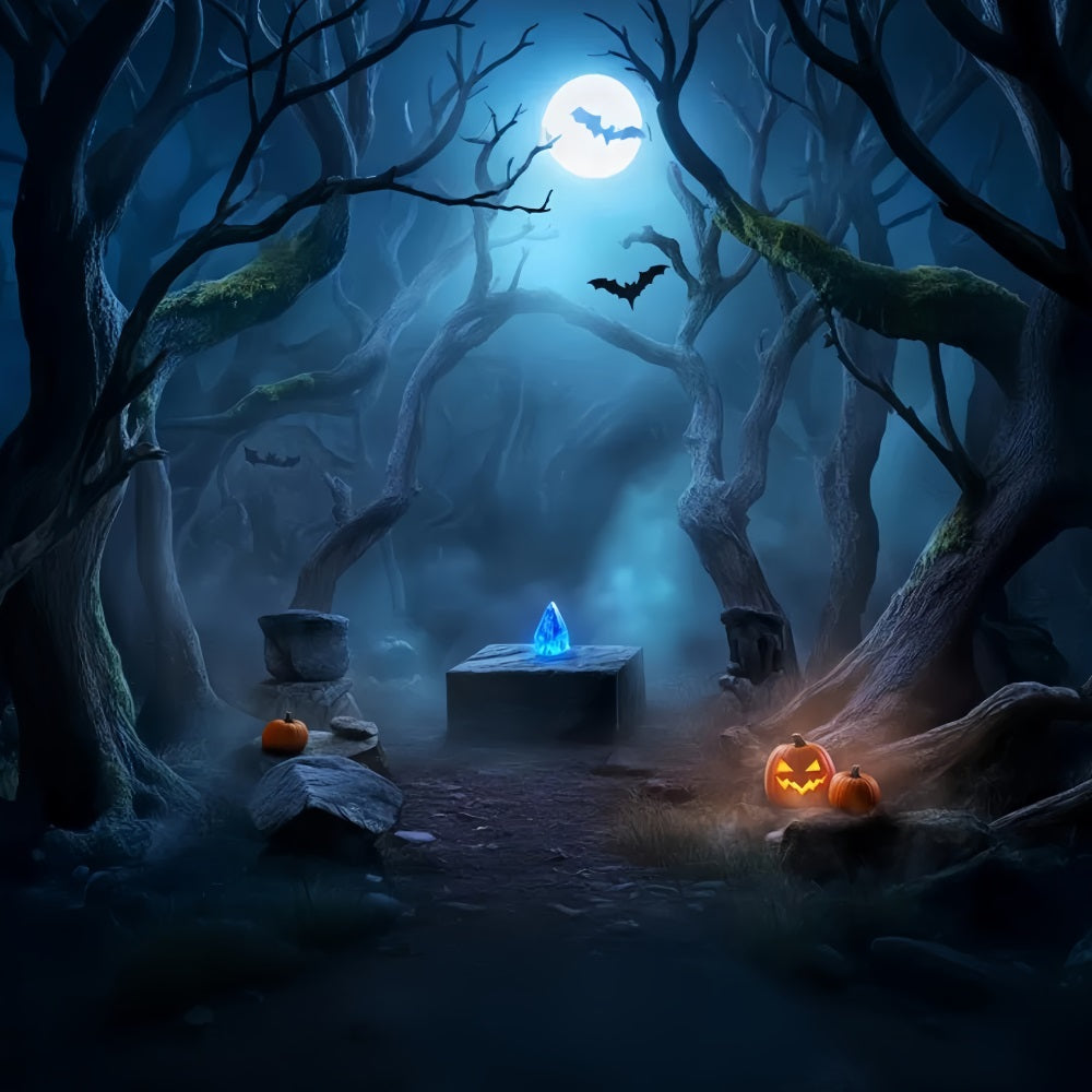 Haunted Forest Backdrop Crystal Altar Haunted Woods Scary Halloween Backdrop UK LXX59-119