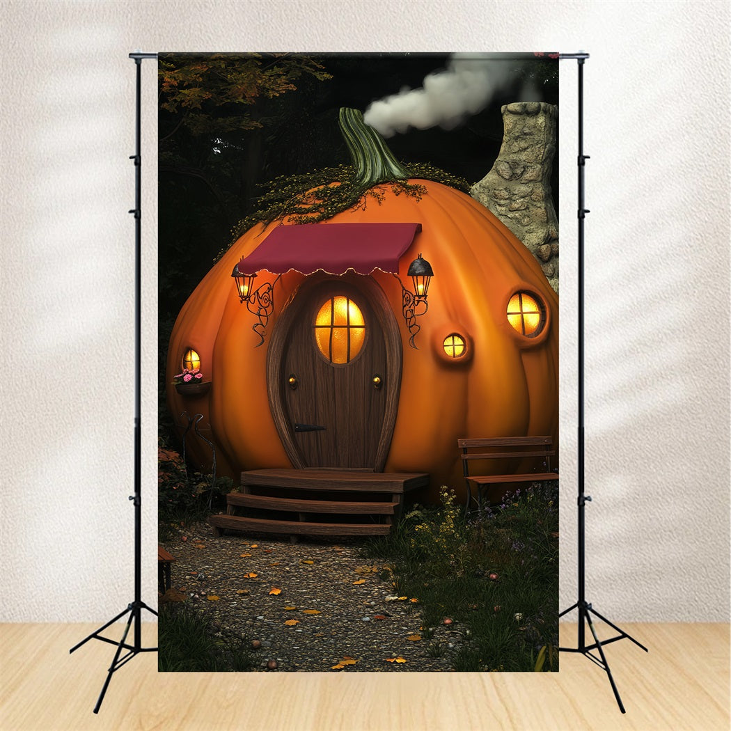 Haunted Forest Backdrop Pumpkin Cottage Lantern House Halloween Backdrop Ideas UK LXX59-120