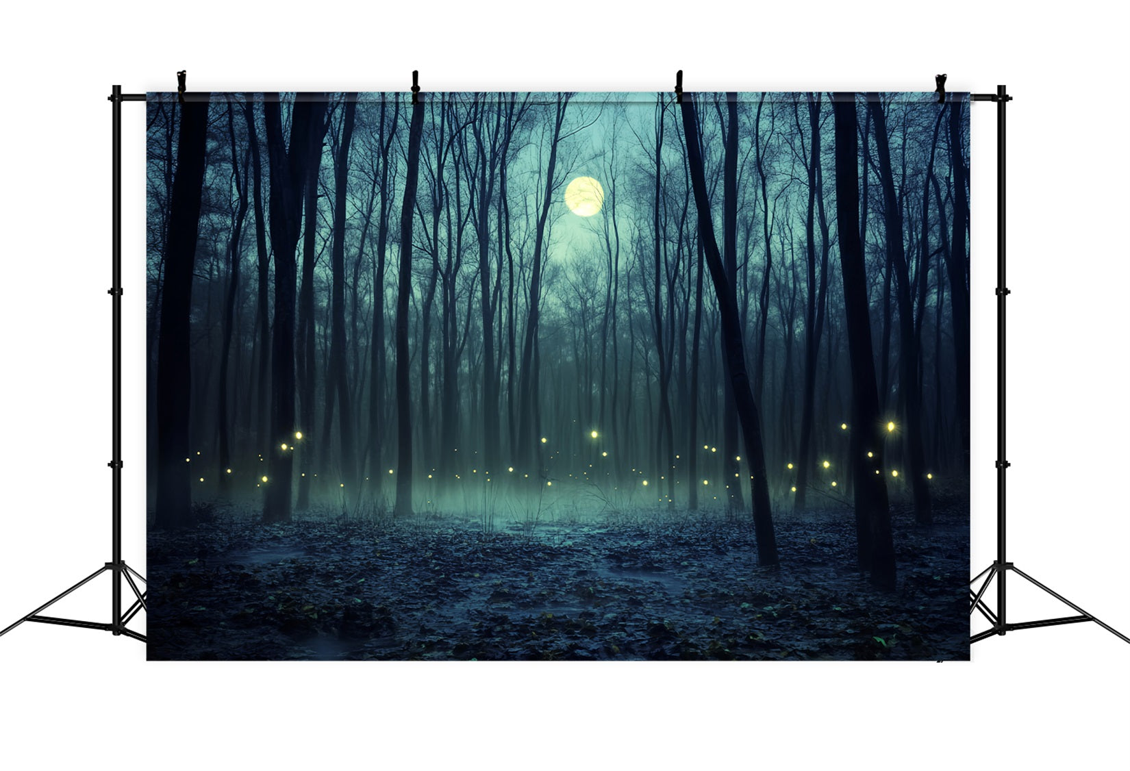 Haunted Forest Backdrop Moonlit Forest Firefly Glow Halloween Photo Backdrops UK LXX59-121