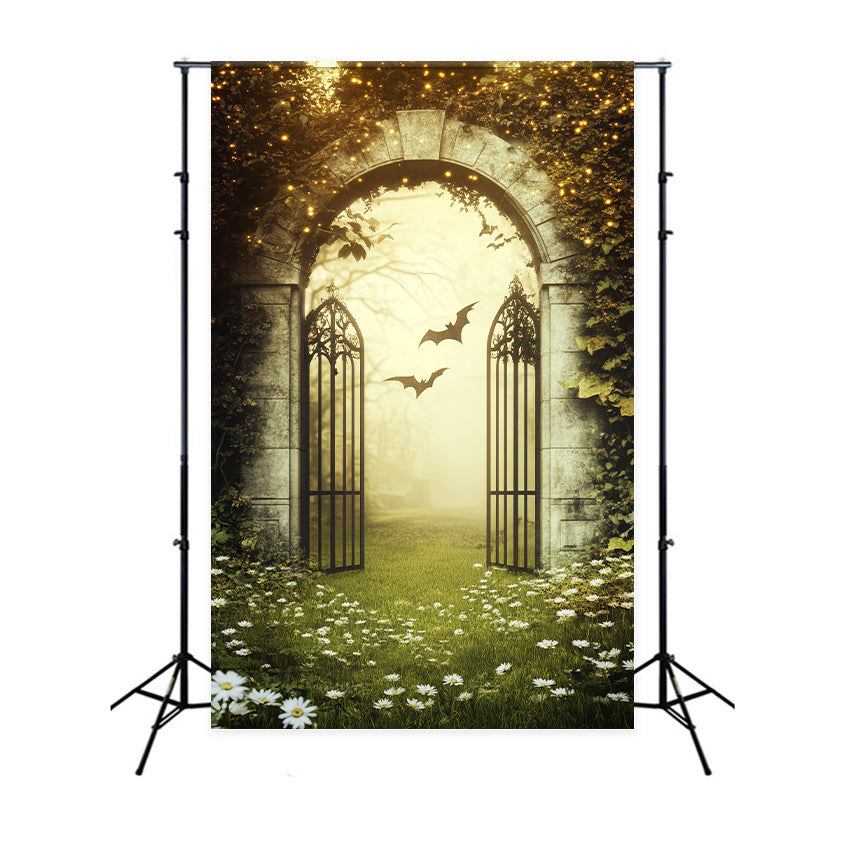 Haunted Forest Backdrop Golden Light Ivy Archway Halloween Photography Backdrops UK LXX59-126