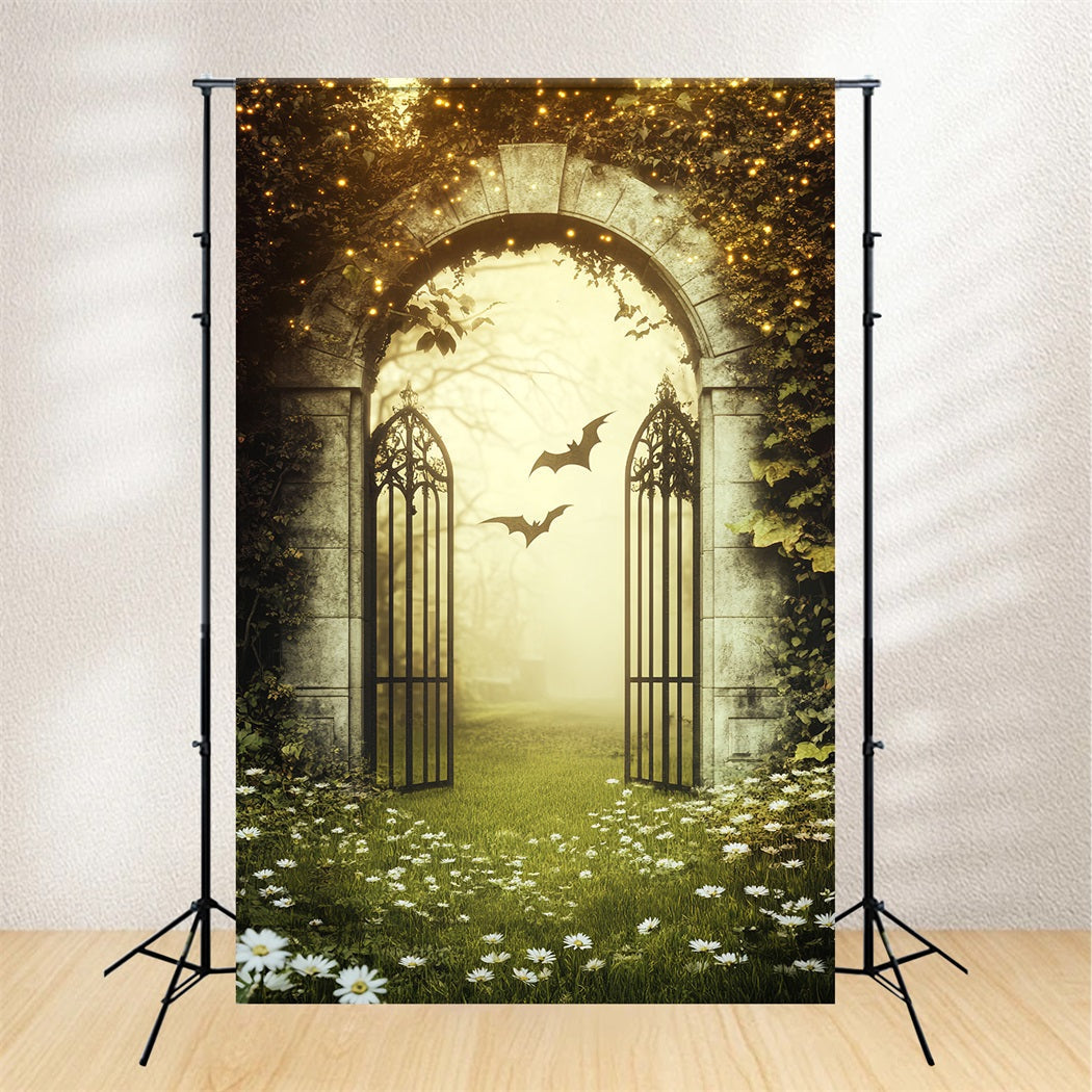 Haunted Forest Backdrop Golden Light Ivy Archway Halloween Photography Backdrops UK LXX59-126