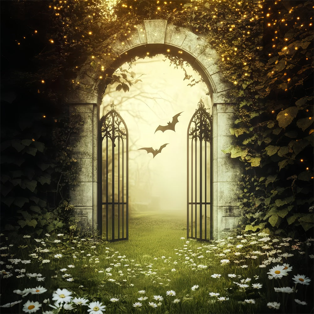 Haunted Forest Backdrop Golden Light Ivy Archway Halloween Photography Backdrops UK LXX59-126