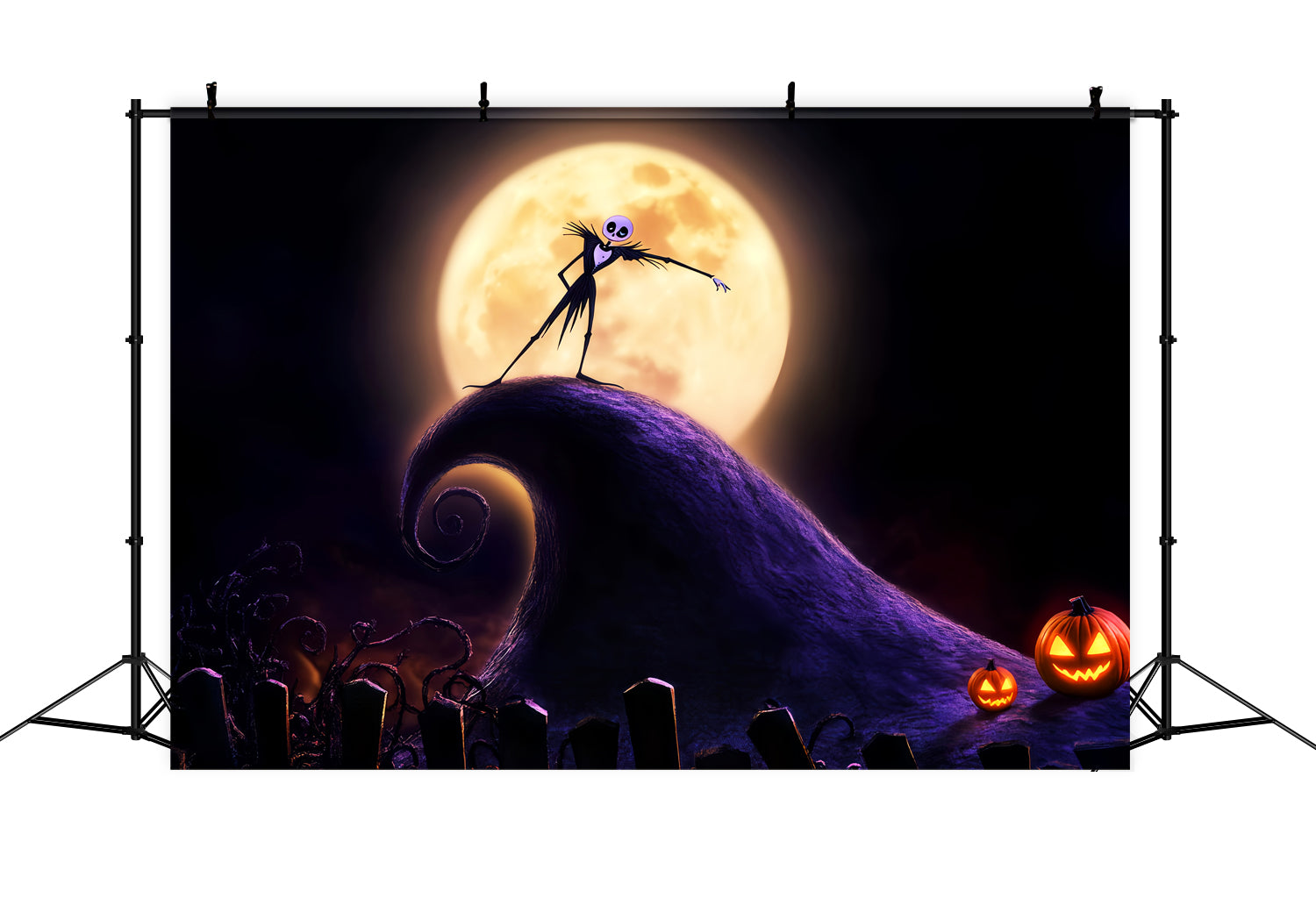 Graveyard Backdrop Skeleton King Full Moon Hill Halloween Backdrop UK LXX59-129