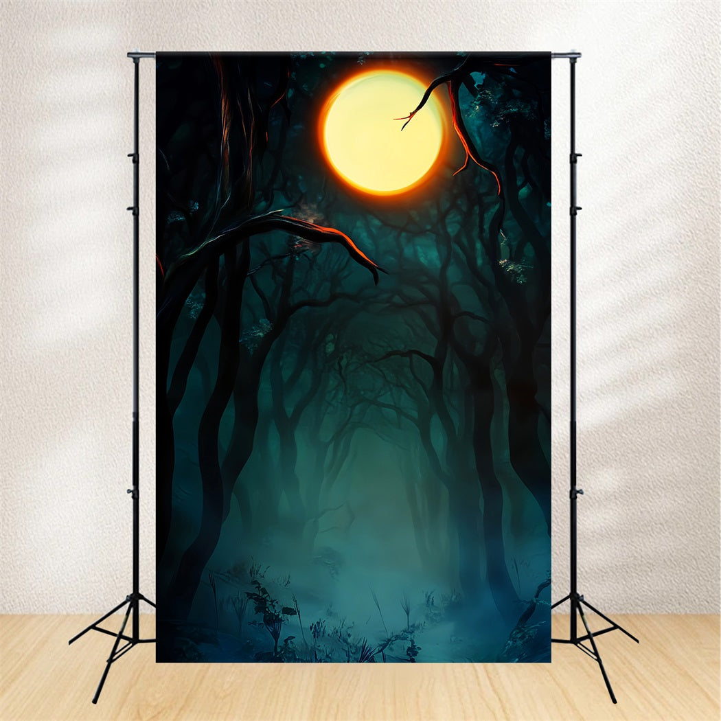 Haunted Forest Backdrop Dark Haunted Forest Full Moon Halloween Moon Backdrop UK LXX59-142