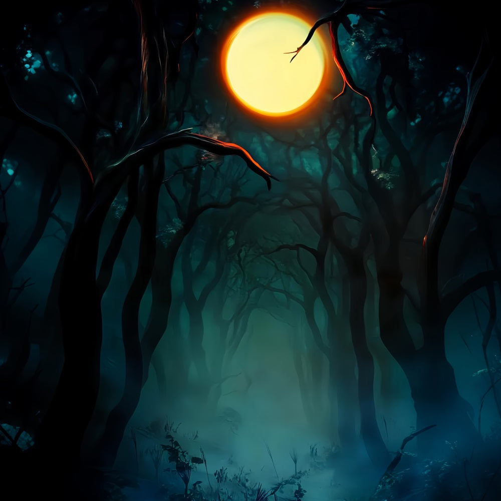 Haunted Forest Backdrop Dark Haunted Forest Full Moon Halloween Moon Backdrop UK LXX59-142