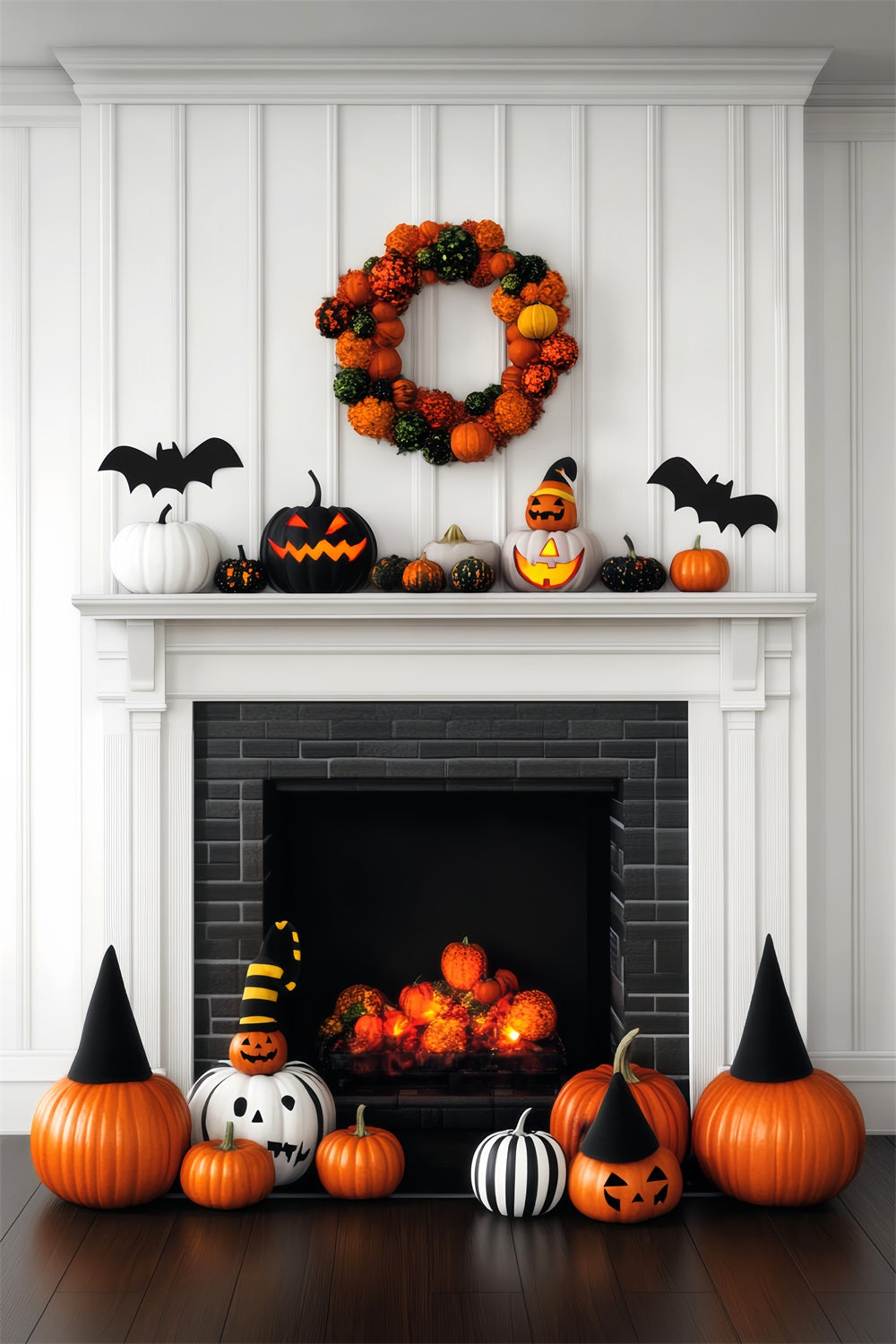 Halloween Color Backdrop Pumpkin Fireplace Festive Decor Halloween Backdrops UK LXX59-147