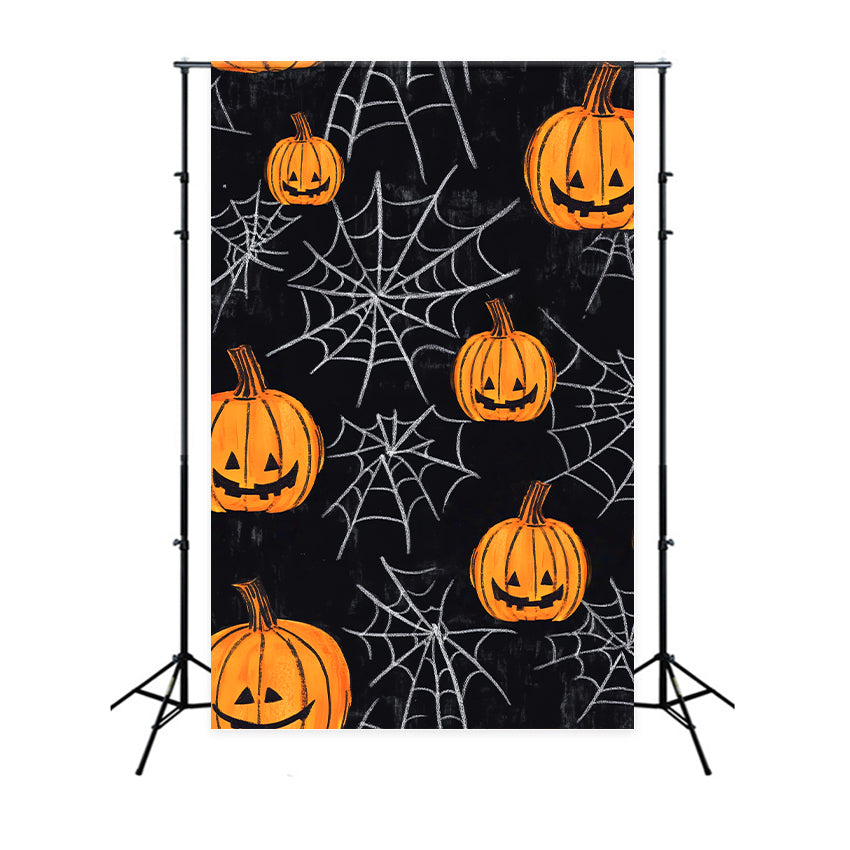 Halloween Color Backdrop Pumpkin Lantern Spider Web Halloween Photography Backdrop UK LXX59-152