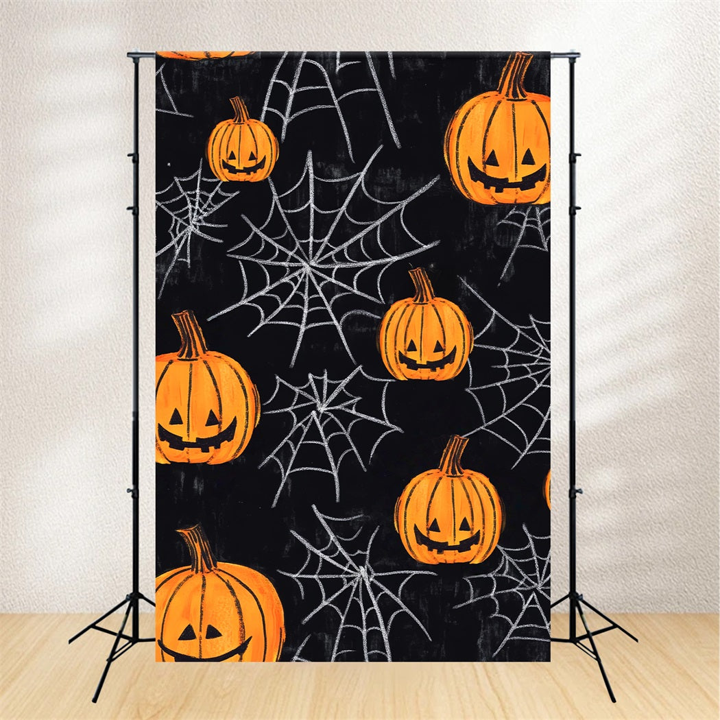 Halloween Color Backdrop Pumpkin Lantern Spider Web Halloween Photography Backdrop UK LXX59-152