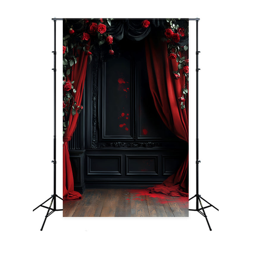 Color Backdrop Bloody Roses Gothic Curtains Halloween Photo Backdrop Ideas UK LXX59-153