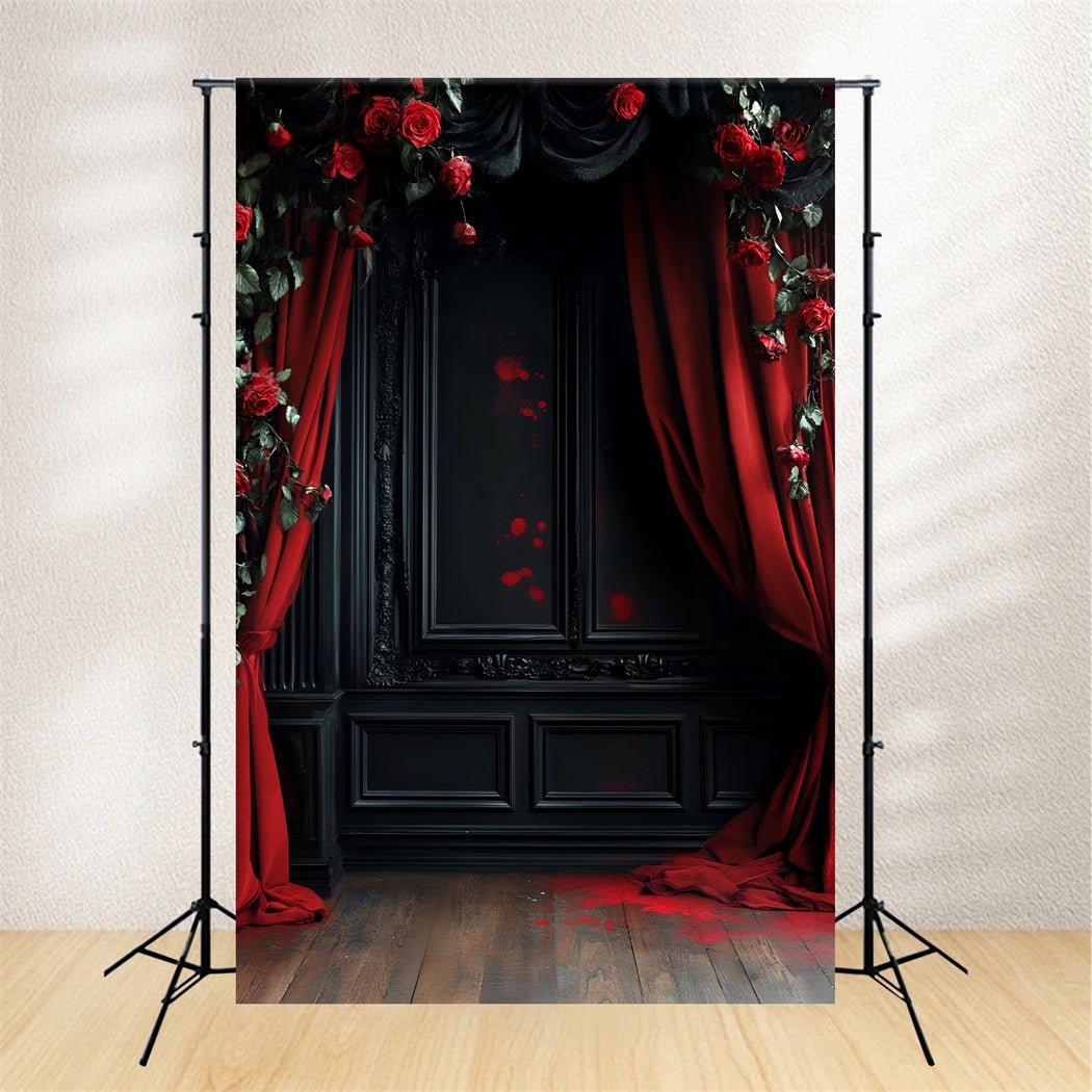 Color Backdrop Bloody Roses Gothic Curtains Halloween Photo Backdrop Ideas UK LXX59-153