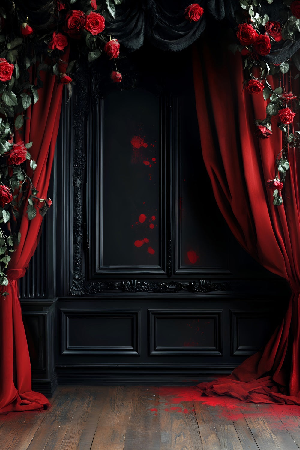 Color Backdrop Bloody Roses Gothic Curtains Halloween Photo Backdrop Ideas UK LXX59-153