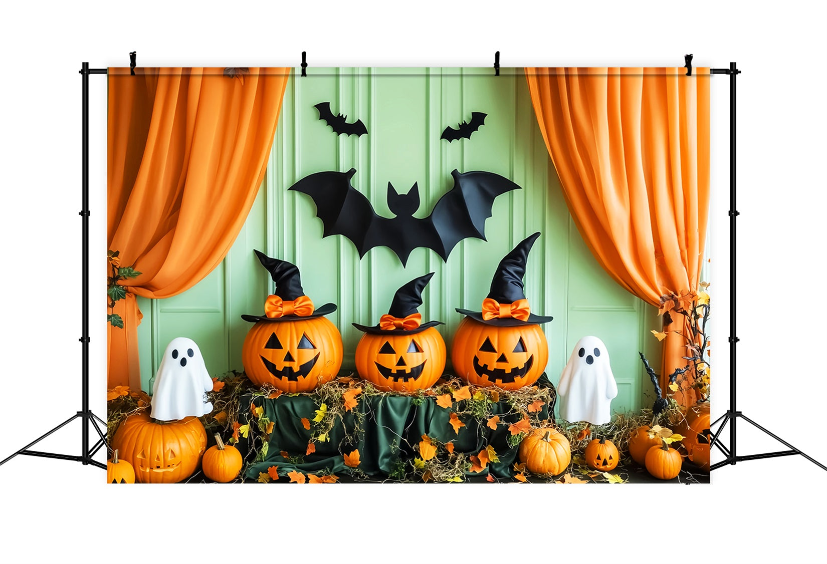 Halloween Graveyard Backdrop Pumpkin Ghost Witch Bats Halloween Backdrop Ideas UK LXX59-158