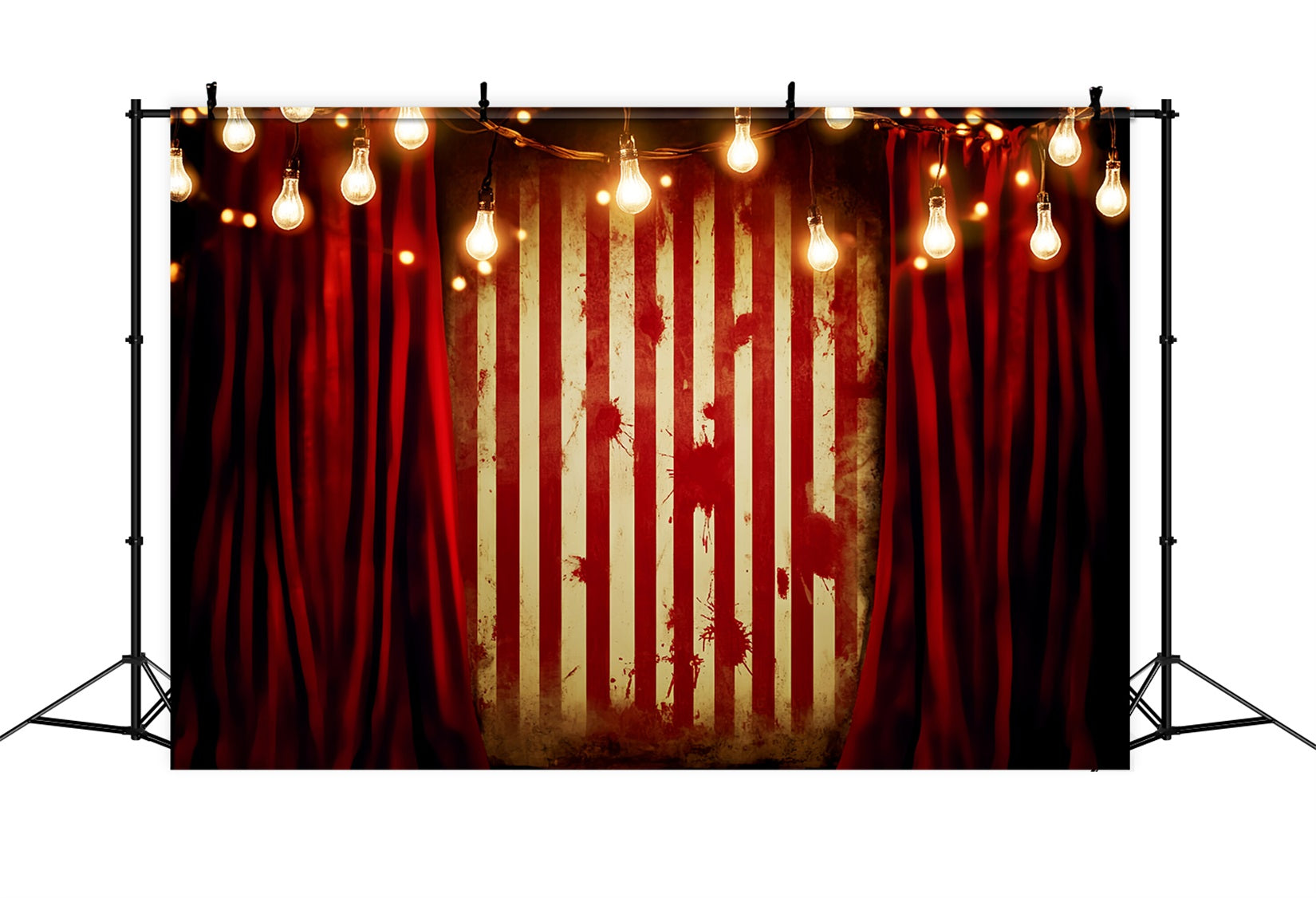 Graveyard Backdrop Blood Stained Circus Curtain Halloween Wall Backdrop UK LXX59-160