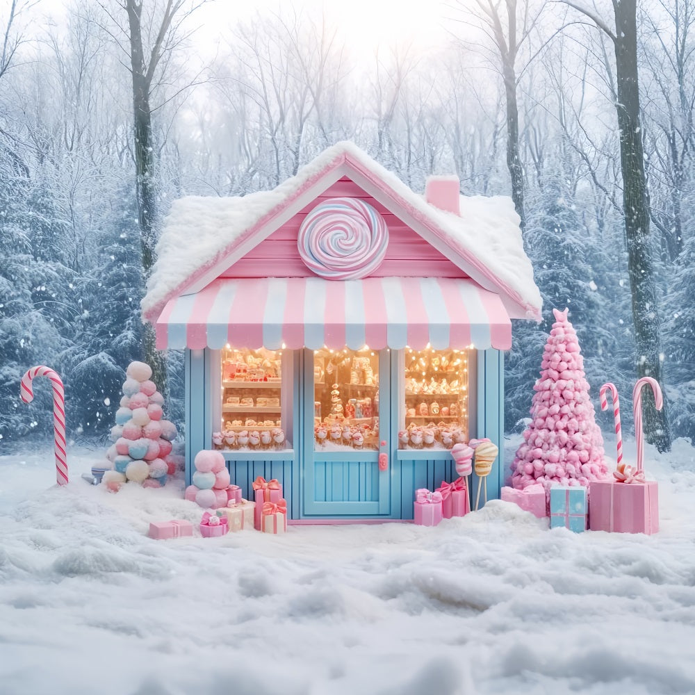 Candyland Backdrop Candy Shop Winter Wonderland Christmas Backdrop UK LXX59-162