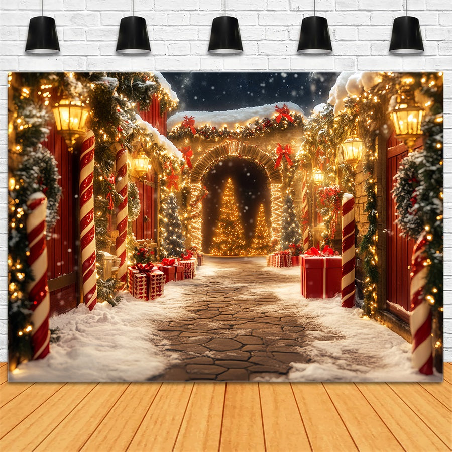 Candyland Backdrop Candy Cane Village Pathway Lights Christmas Backdrops Sale UK LXX59-167