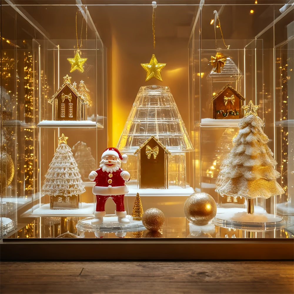Gingerbread House Backdrop Golden Santa Glass Display Christmas Backdrops Sale UK LXX59-176