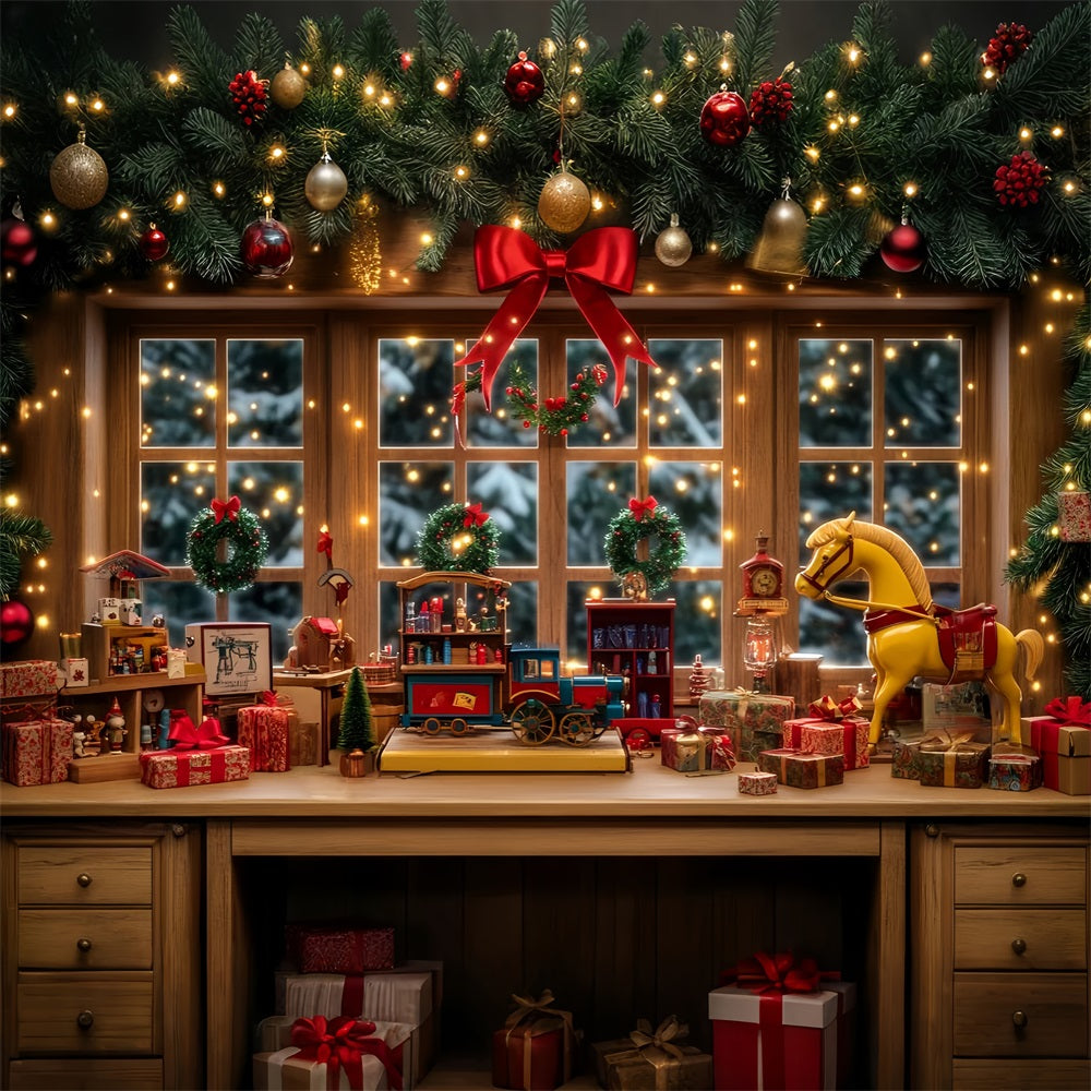 Toy Store Backdrop Toy Workshop Window Display Christmas Backdrop UK LXX59-191