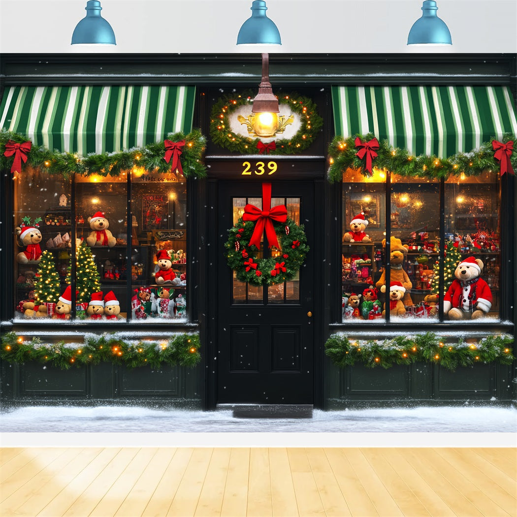 Toy Store Backdrop Teddy Bear Storefront Decor Christmas Backdrops UK LXX59-192
