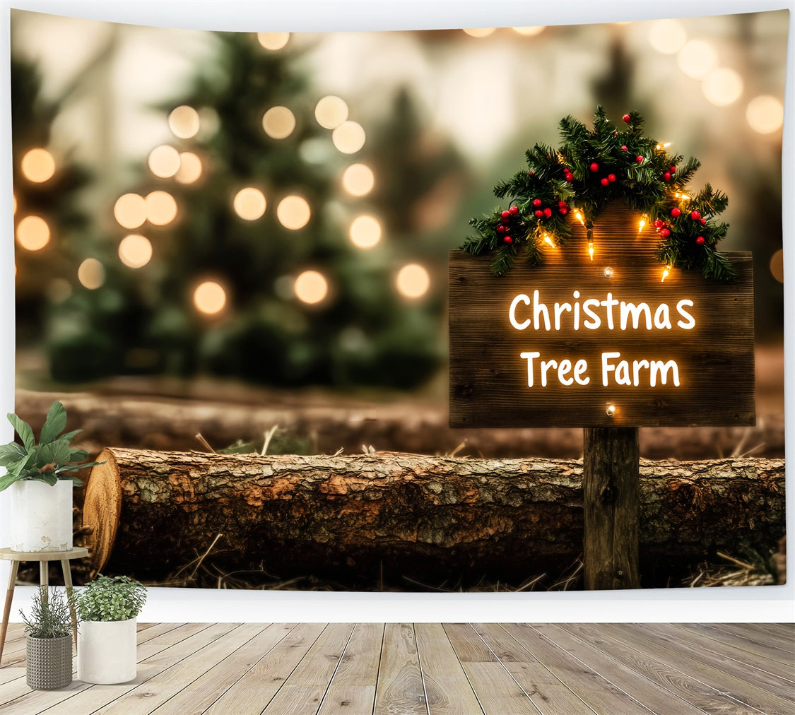 Christmas Farm Backdrop Rustic Tree Farm Sign Christmas Backdrops UK LXX59-203