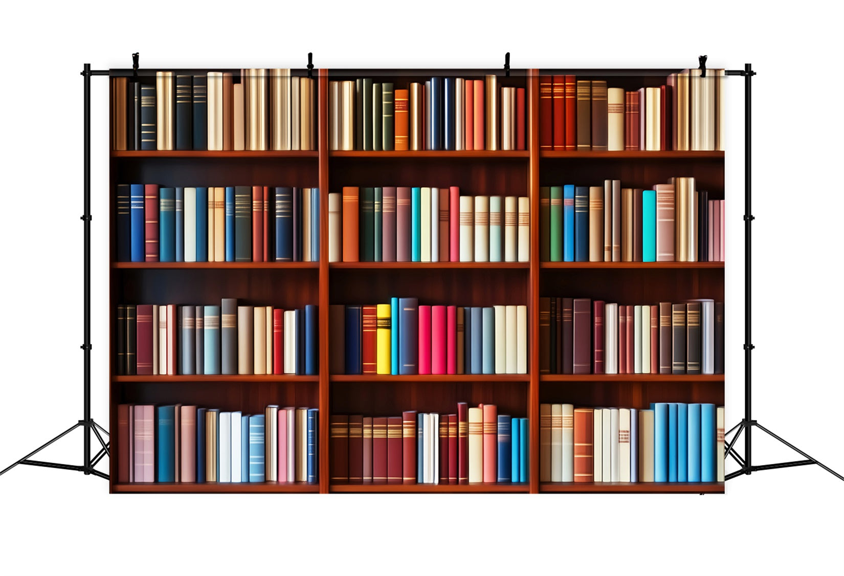 Back To School Backdrop Colorful Bookshelf Knowledge Wall School Picture Backdrop UK LXX59-209