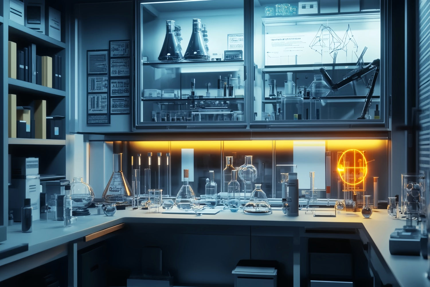 Chemistry Backdrop Futuristic Neon Science Lab Back To School Backdrop UK LXX59-252