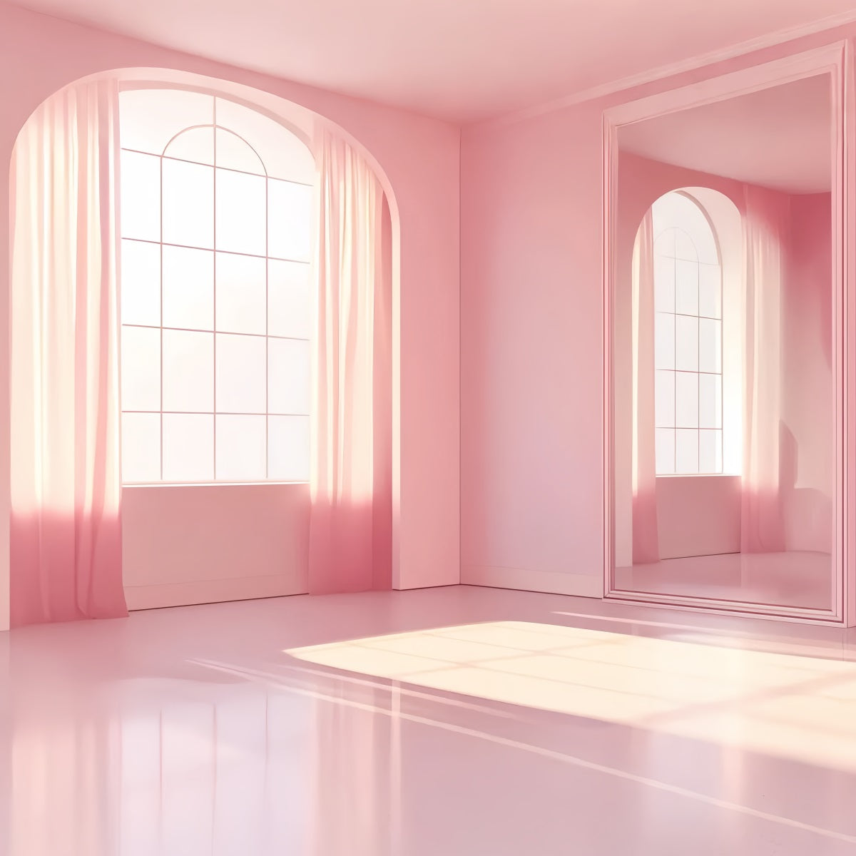 Dance Studio Backdrop Minimalist Pink Mirror Studio School Dance Backdrop UK LXX59-26