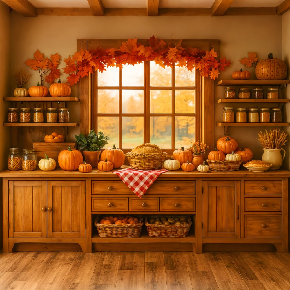 Kitchen Backdrop Pumpkin Harvest Kitchen Corner Autumn Backdrops UK LXX59-271